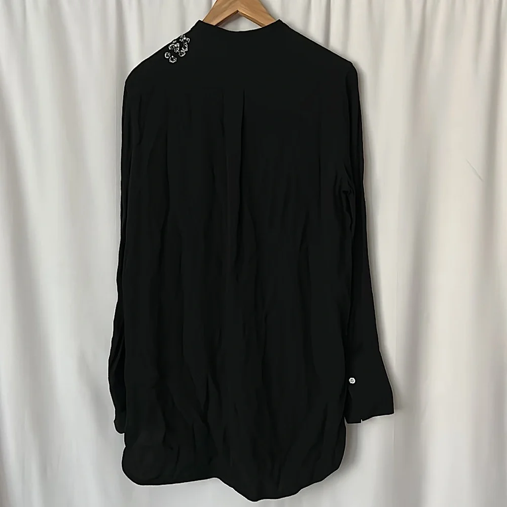 By Malene Birger NWT Black Sequins Long Sleeve Shirt Top **Sz 40/US Sz 10**🌺🌺 - Picture 2 of 6
